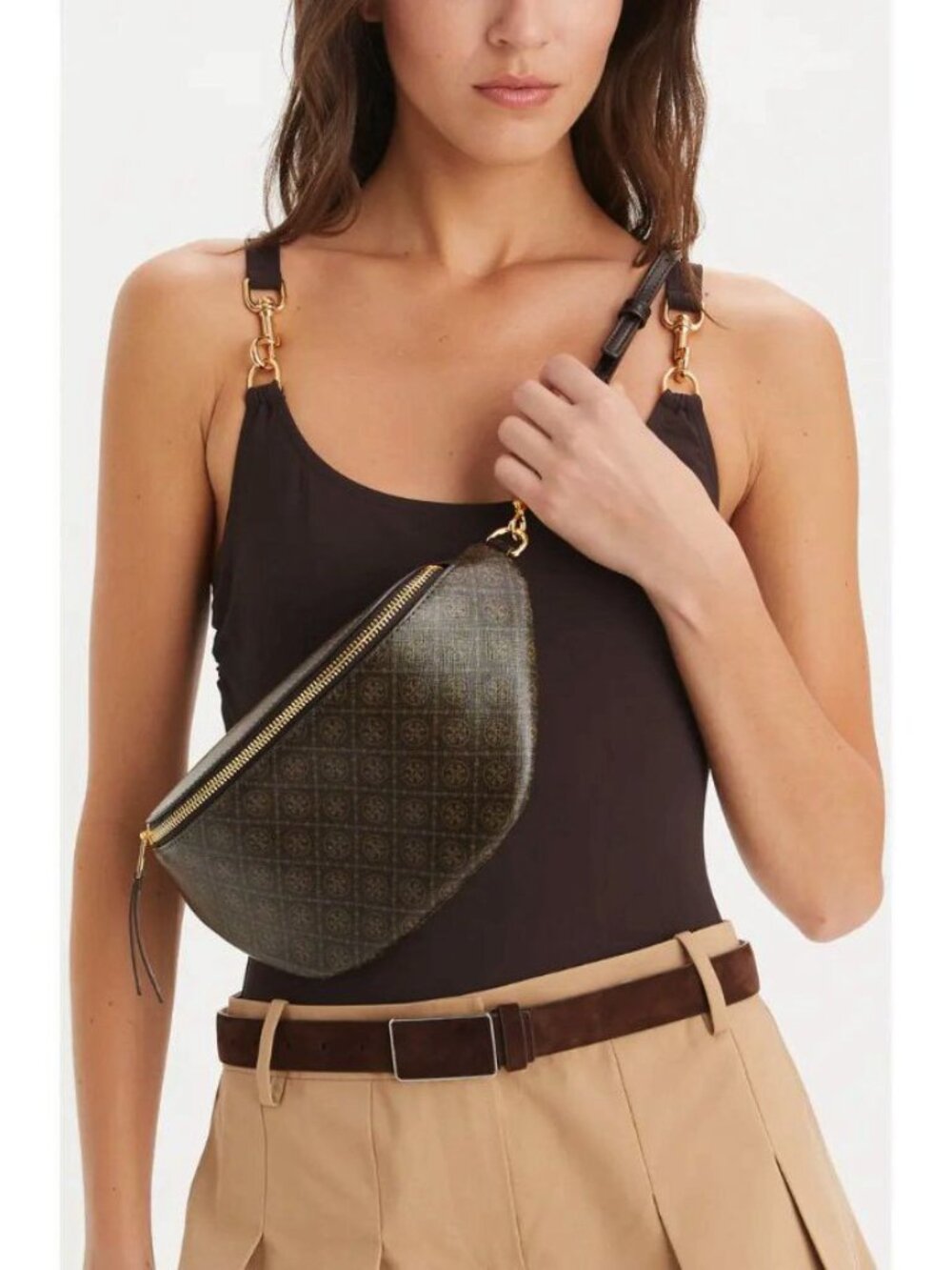 Tory Burch T Monogram Coated Canvas Zipped Belt Bag One Size